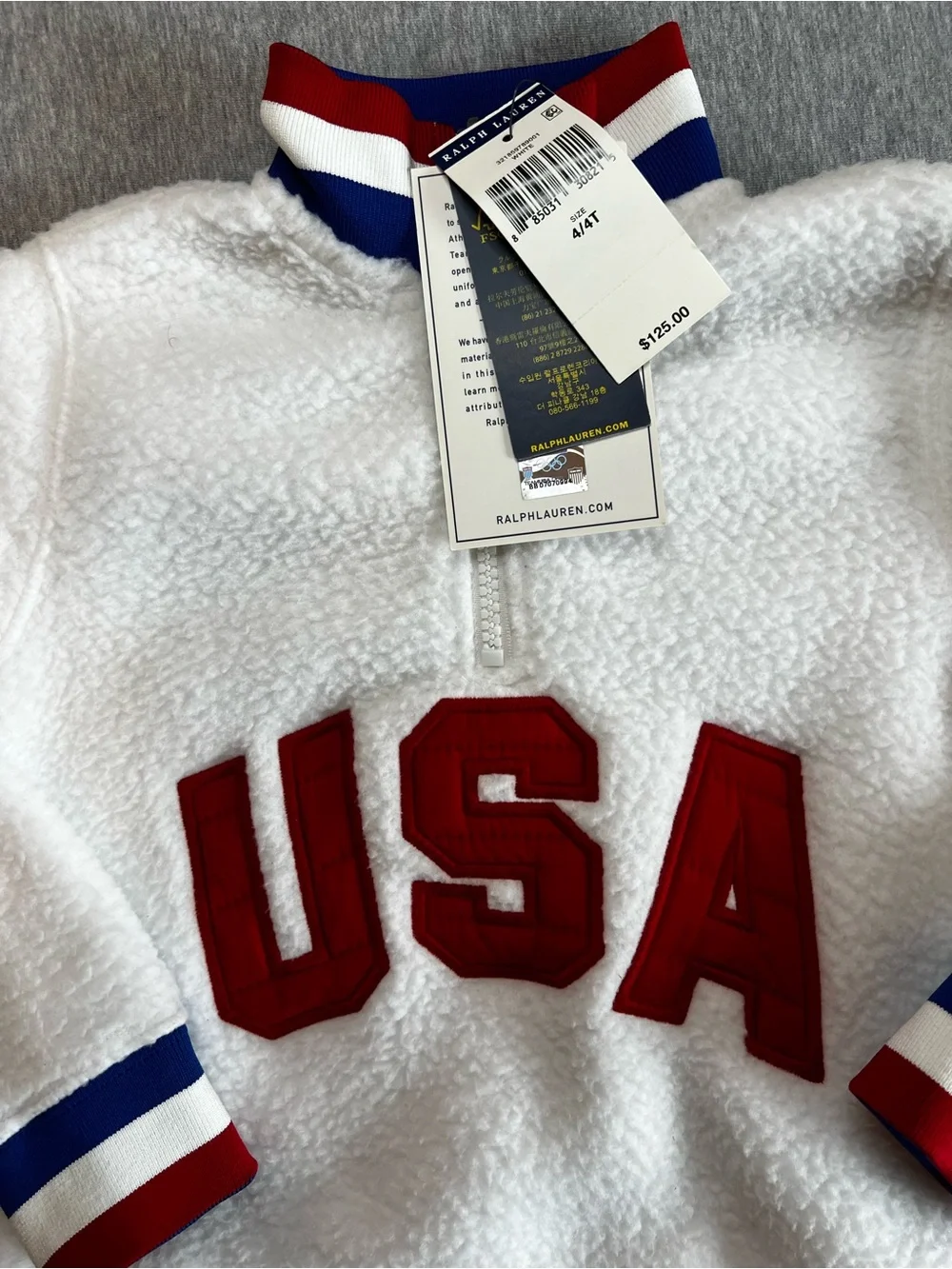 NWT Polo Ralph Lauren USA Olympic Team Fleece Pullover 4T Unisex